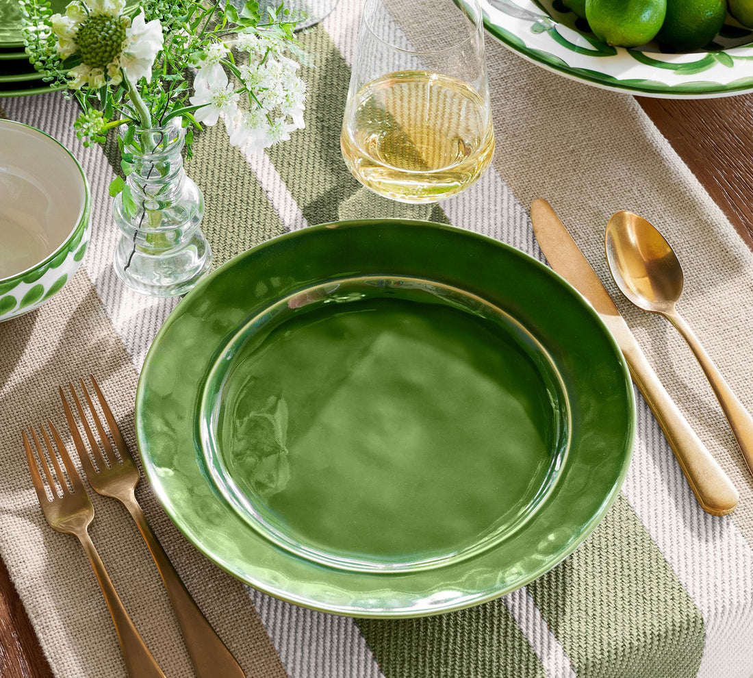 Set of 4 Artisanal Glazed Ceramic Dinner Plates