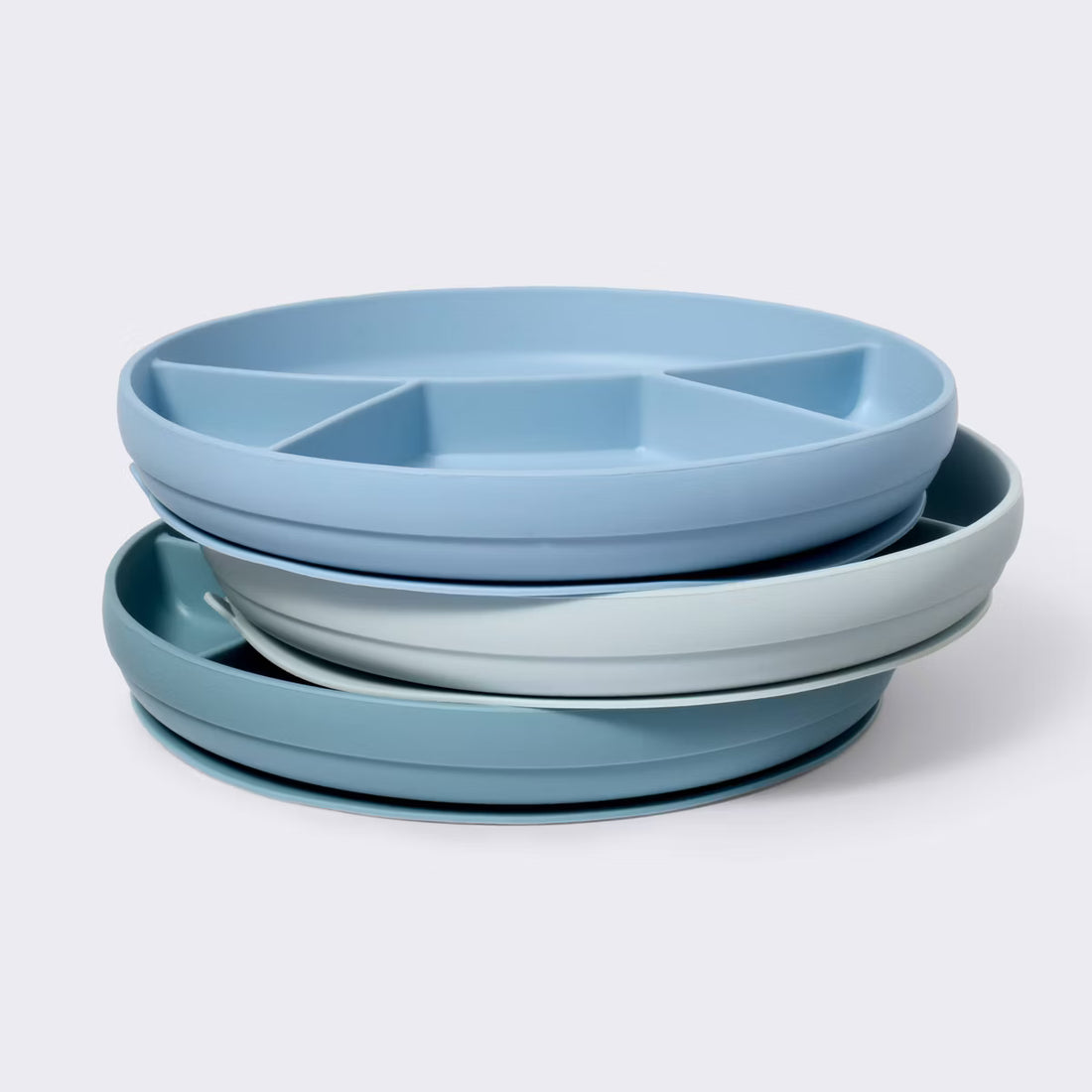 3-Pack Non-Slip Divided Mealtime Silicone Plates